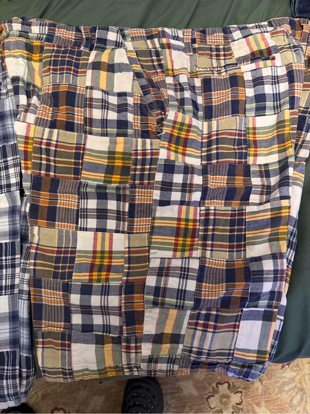 Men's Patchwork Plaid Flat Front Shorts - Multicolor